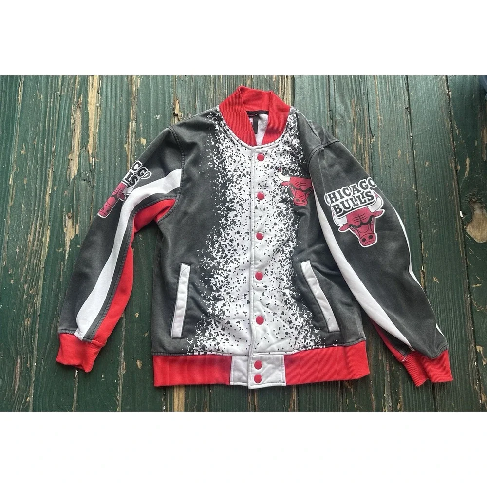 Chicago Bulls All Over Print Multi Color‎  Buttons Jacket NBA Kids 10/12